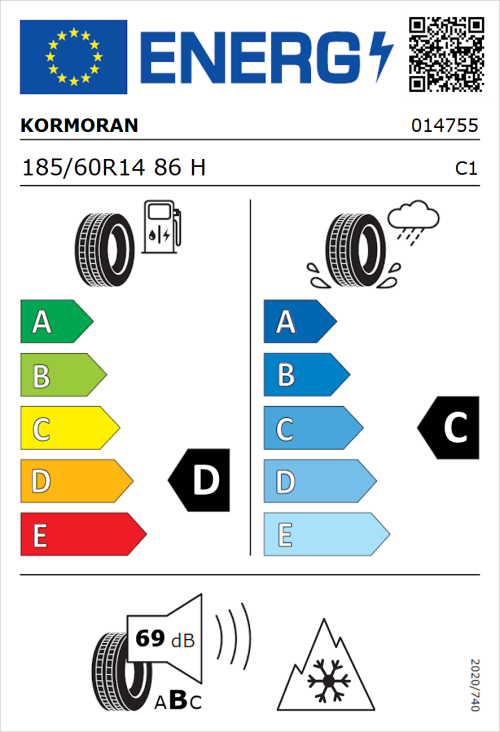 Tyre Label for Kormoran All Season 185/60R14 86H