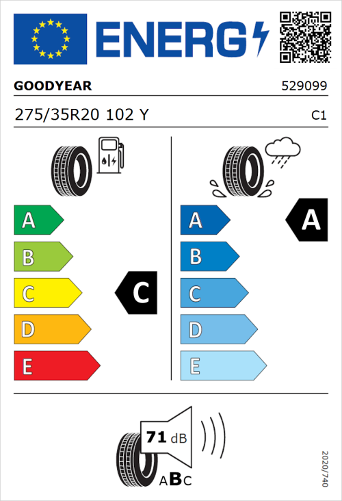 Tyre Label for Goodyear Eagle F1 Asymmetric 2 275/35R20 102Y